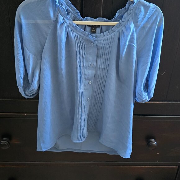 Ann Taylor Pintucked Raglan Popover size XS. NWOT Sky blue - Picture 4 of 5
